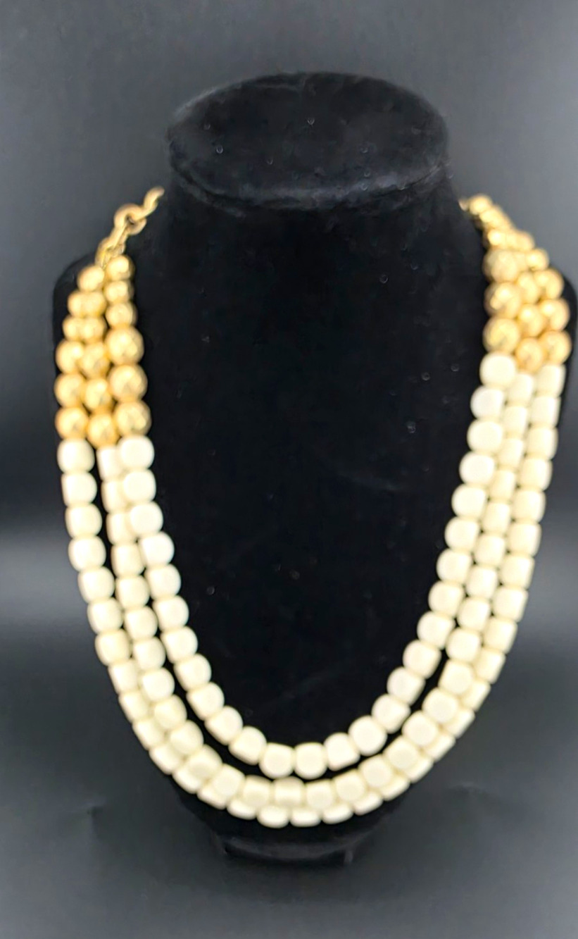 Vintage-inspired Plunder Design multi-strand beaded necklace.